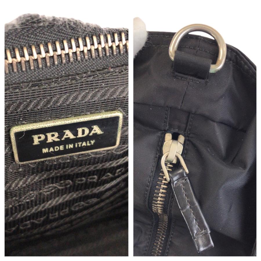 美品 PRADA プラダ テスート 三角ロゴプレート 2way ブラック 黒 シルバー金具 ナイロン/レザー ショルダーバッグ トートバッグ 601913_5