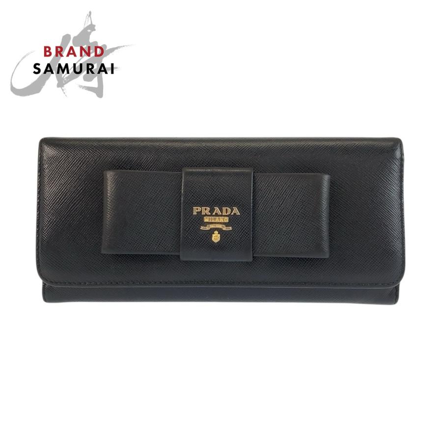 PRADA（プラダ） 美品 サフィアーノ フィオッコ リボン ブラック 黒 
