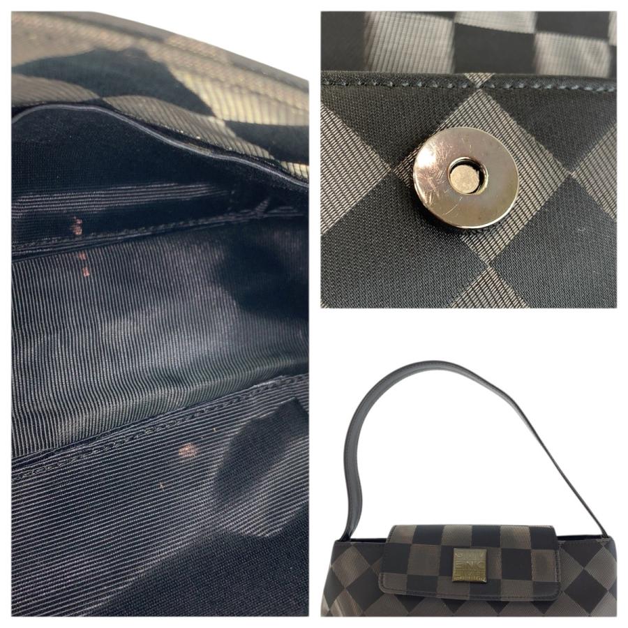 美品 GIVENCHY ジバンシィ ヴィンテージ ダイヤ柄 ブラック 黒 ナイロン/レザー ハンドバッグ ショルダーバッグ レディース 601931
