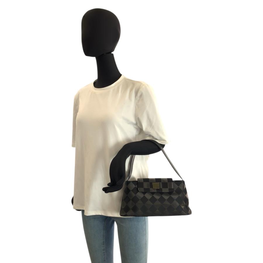 美品 GIVENCHY ジバンシィ ヴィンテージ ダイヤ柄 ブラック 黒 ナイロン/レザー ハンドバッグ ショルダーバッグ レディース 601931