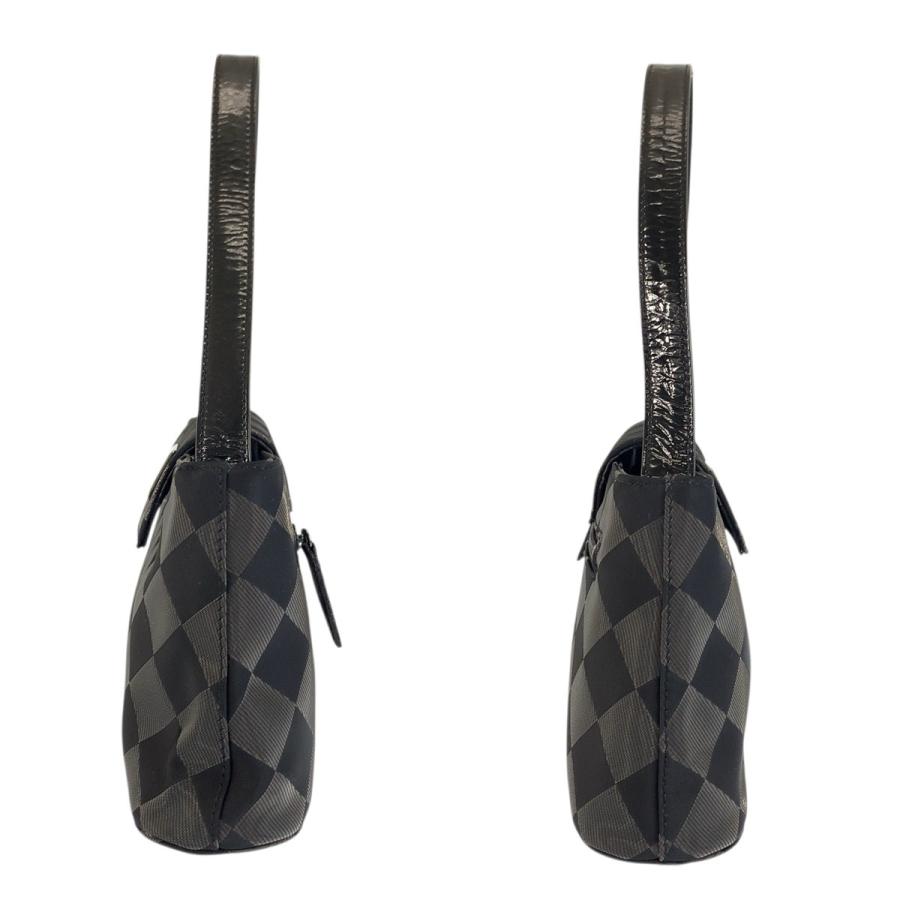 美品 GIVENCHY ジバンシィ ヴィンテージ ダイヤ柄 ブラック 黒 ナイロン/レザー ハンドバッグ ショルダーバッグ レディース 601931