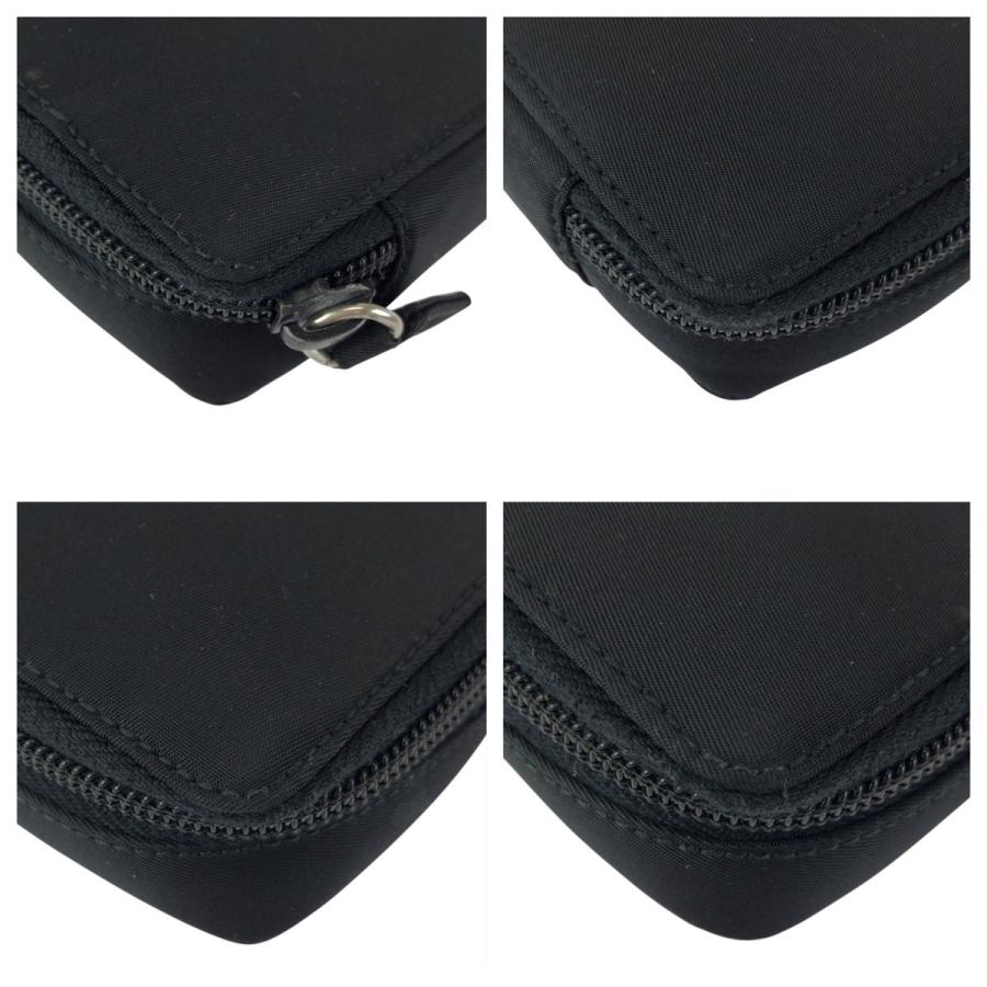 美品 PRADA プラダ テスート 三角ロゴプレート ブラック 黒 シルバー金具 ナイロン ポーチ メイクポーチ 小物入れ レディース 601937_3