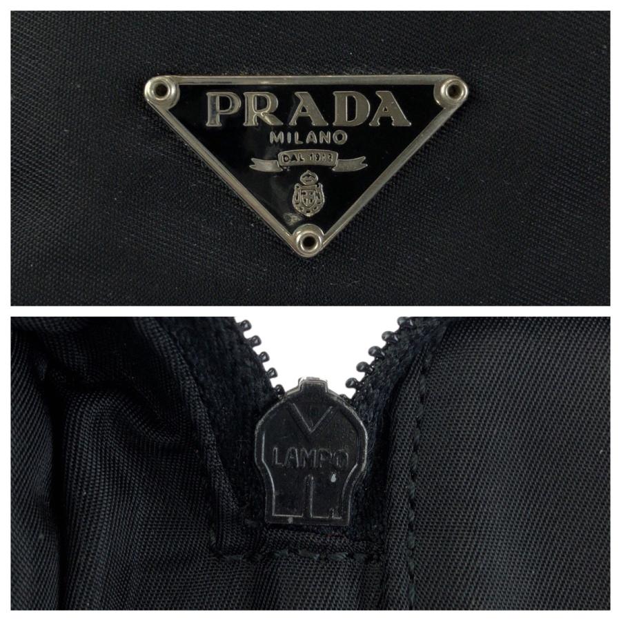 美品 PRADA プラダ テスート 三角ロゴプレート ブラック 黒 シルバー金具 ナイロン ポーチ メイクポーチ 小物入れ レディース 601937_4