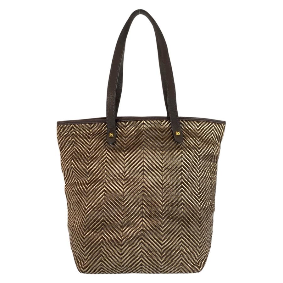 美品 HERMES エルメス カバ チェンナイ ブラウン ゴールド ポリエステル/レザー トートバッグ ショルダーバッグ □L刻印 レディース 602012 | HERMES | 01