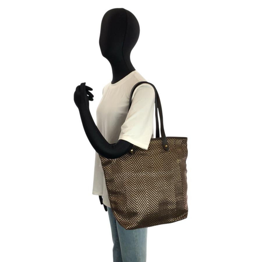 美品 HERMES エルメス カバ チェンナイ ブラウン ゴールド ポリエステル/レザー トートバッグ ショルダーバッグ □L刻印 レディース 602012 | HERMES | 05