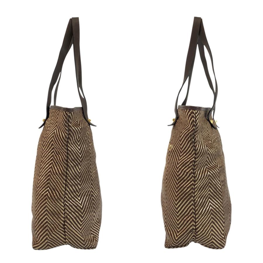美品 HERMES エルメス カバ チェンナイ ブラウン ゴールド ポリエステル/レザー トートバッグ ショルダーバッグ □L刻印 レディース 602012 | HERMES | 06