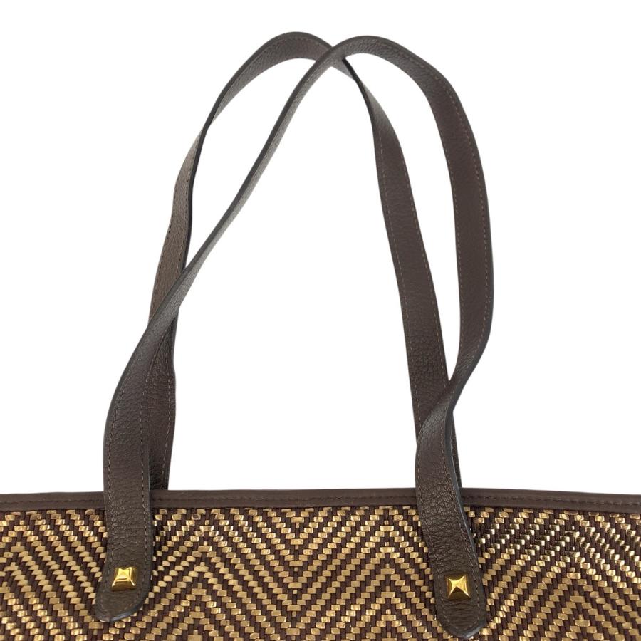 美品 HERMES エルメス カバ チェンナイ ブラウン ゴールド ポリエステル/レザー トートバッグ ショルダーバッグ □L刻印 レディース 602012 | HERMES | 07