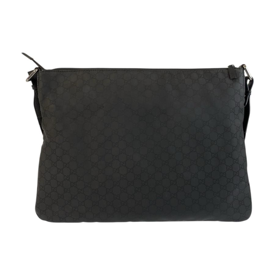 美品 GUCCI グッチ GG柄 ブラック 黒 シルバー金具 ナイロン/レザー 190628 ショルダーバッグ メッセンジャーバッグ メンズ 602029
