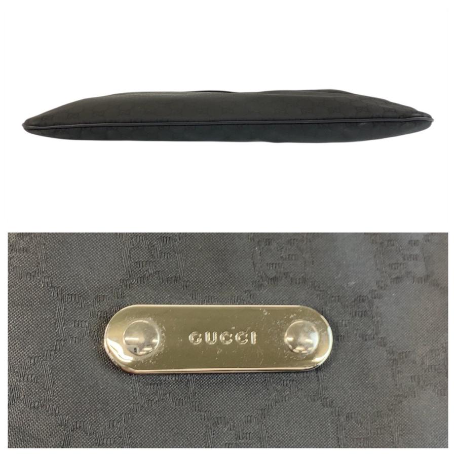 美品 GUCCI グッチ GG柄 ブラック 黒 シルバー金具 ナイロン/レザー 190628 ショルダーバッグ メッセンジャーバッグ メンズ 602029