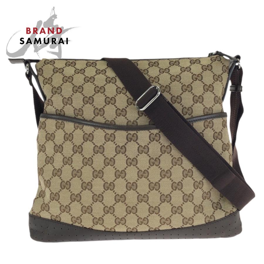GUCCI（グッチ） 美品 ベージュ ブラウン GGキャンバス/レザー 145857