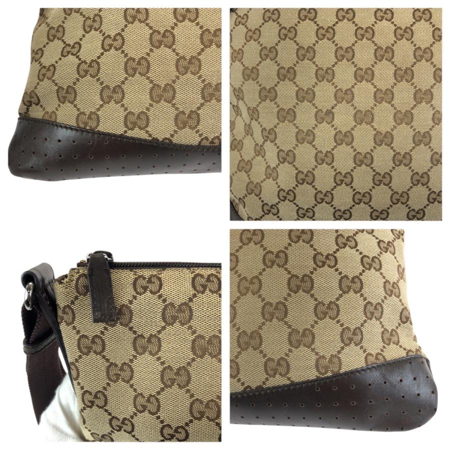 GUCCI（グッチ） 美品 ベージュ ブラウン GGキャンバス/レザー 145857 
