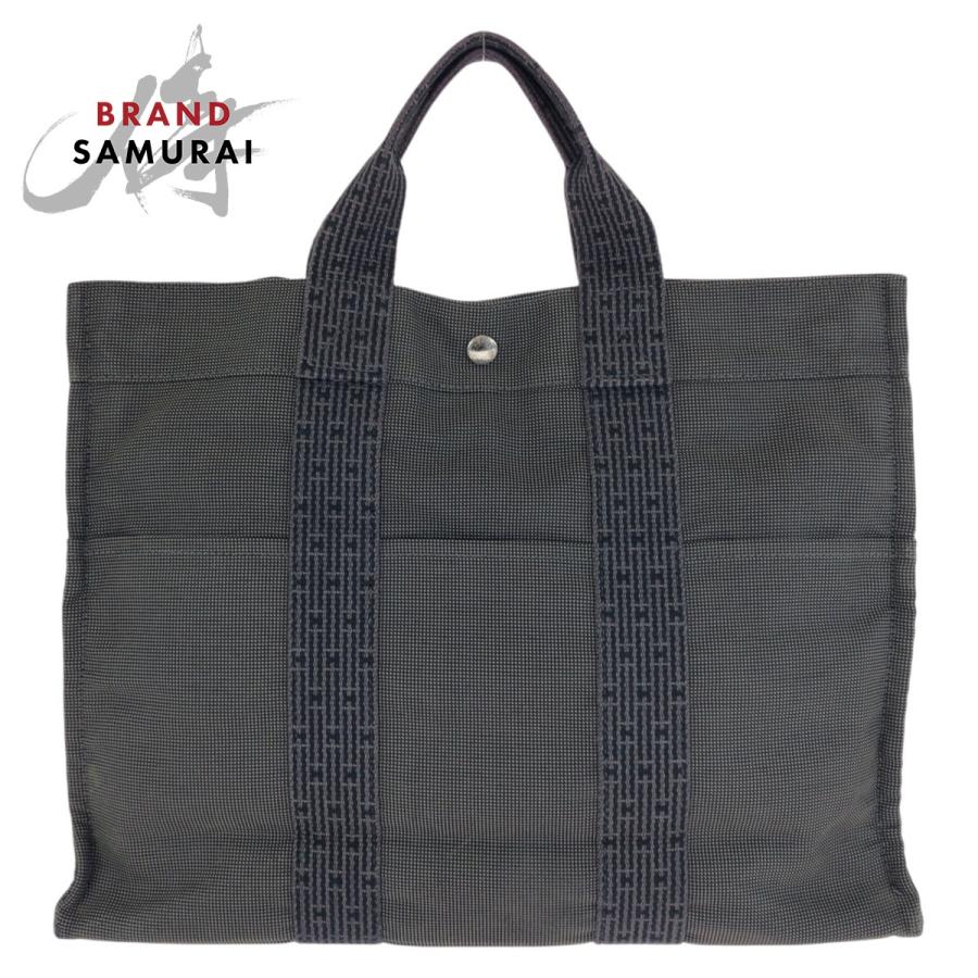 美品 HERMES エルメス エールライン MM グレー シルバー金具 ポリアミド/ポリエステル トートバッグ ハンドバッグ レディース 602084 | HERMES
