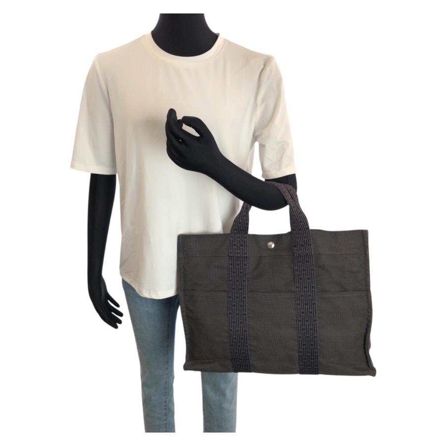 美品 HERMES エルメス エールライン MM グレー シルバー金具 ポリアミド/ポリエステル トートバッグ ハンドバッグ レディース 602084 | HERMES | 06