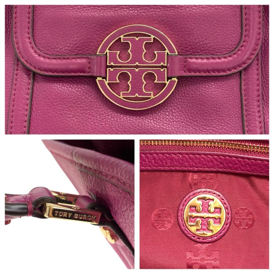 TORY BURCH（トリーバーチ） パープル ゴールド金具 レザー トート
