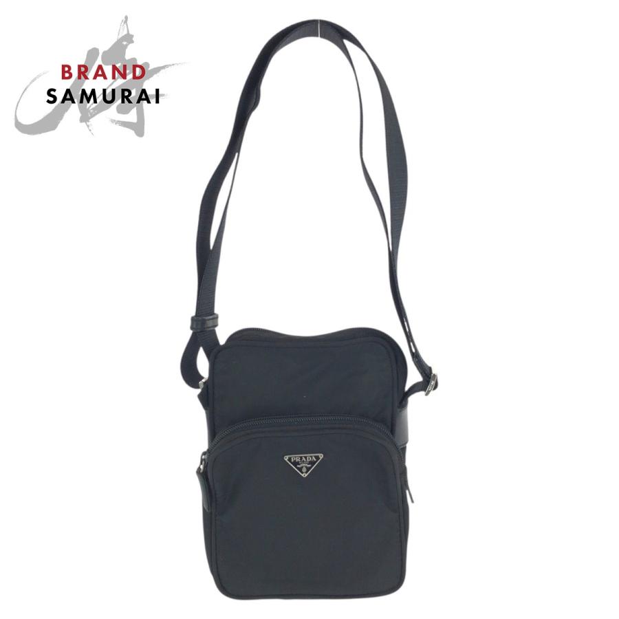 PRADA（プラダ） テスート 三角ロゴプレート ブラック 黒 シルバー金具