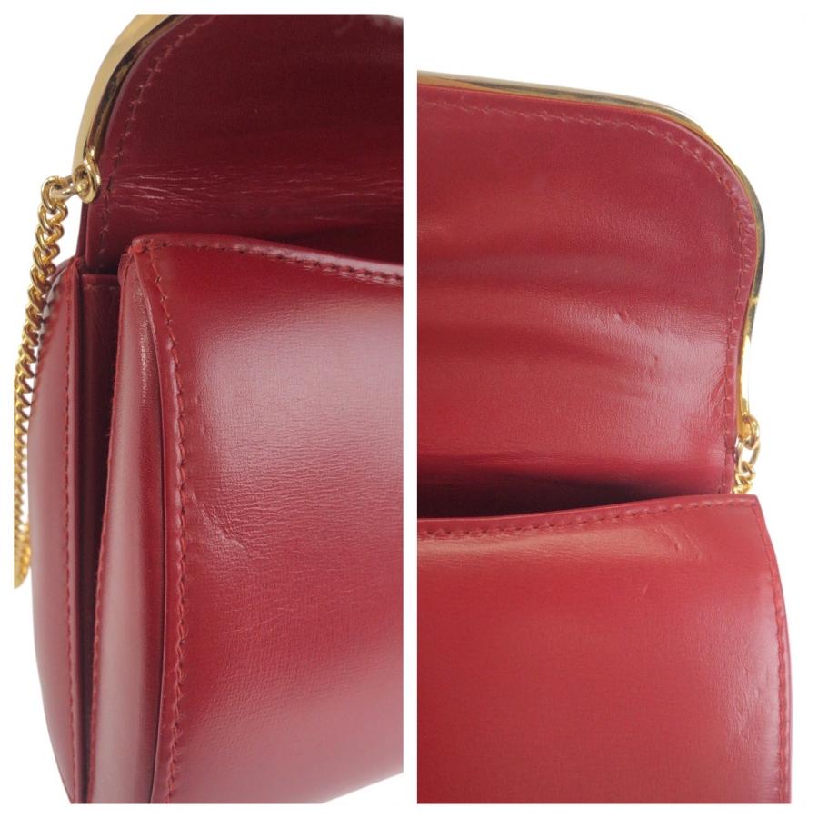 美品 GUCCI グッチ ヴィンテージ インターロッキング レッド ワインレッド レザー チェーンショルダーバッグ レディース 602150_4