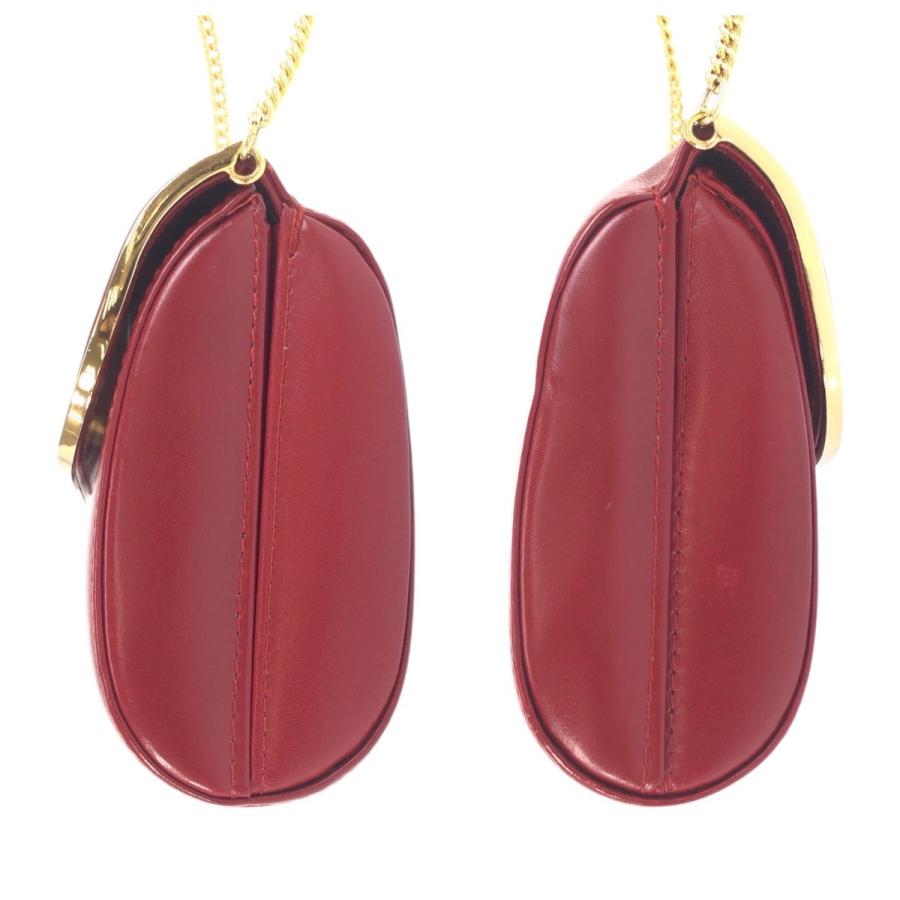 美品 GUCCI グッチ ヴィンテージ インターロッキング レッド ワインレッド レザー チェーンショルダーバッグ レディース 602150_7