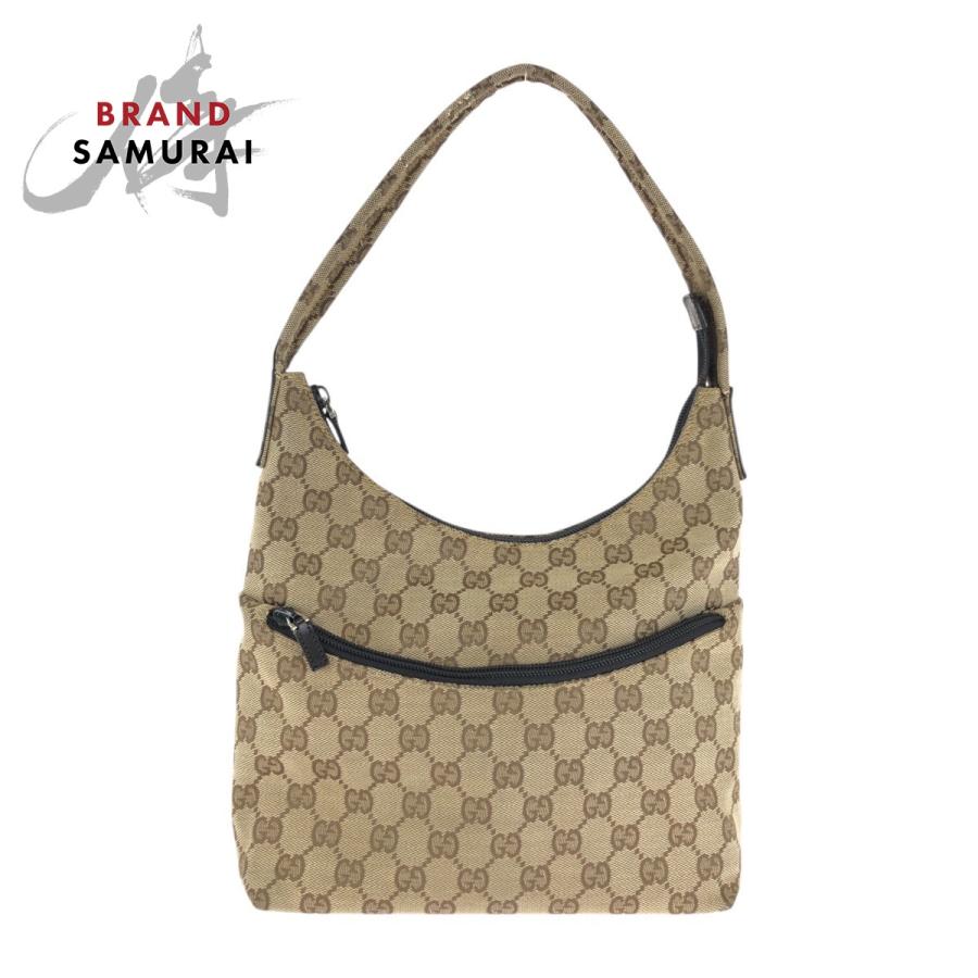 GUCCI（グッチ） ブラウン ベージュ シルバー金具 GGキャンバス/レザー 