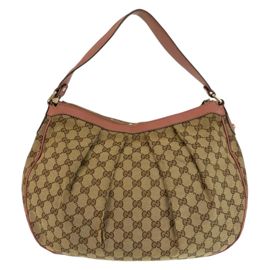 GUCCIハンドバッグGG柄ベージュ×ピンク GUCCI（グッチ） スーキー ベージュ ピンク ゴールド金具 GGキャンバス
