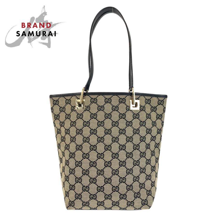 GUCCI（グッチ） 美品 ブラック 黒 ゴールド金具 GGキャンバス/レザー 