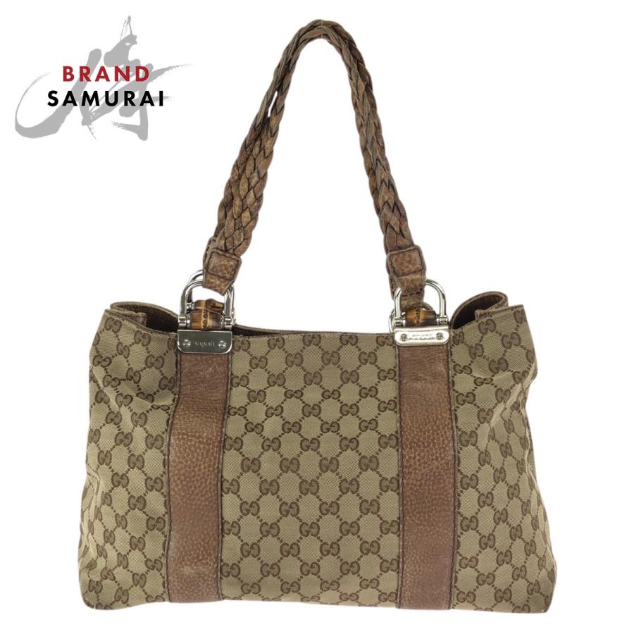 レディース GUCCI グッチ ショルダーバッグ バンブー GGキャンバス 