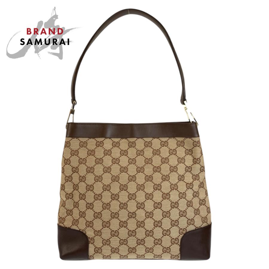 GUCCI（グッチ） 美品 ベージュ ブラウン ゴールド金具 GGキャンバス 