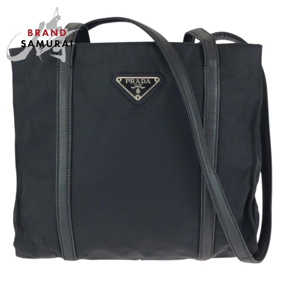 PRADA（プラダ） テスート 三角ロゴプレート ブラック 黒 シルバー金具