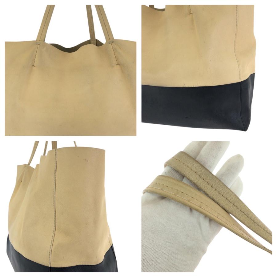 CELINE トートバッグ　ホリゾンタルカバ　バイカラー　レザー　A4収納可能 CELINE（セリーヌ） ホリゾンタル カバ バイカラー ベージュ ブラック