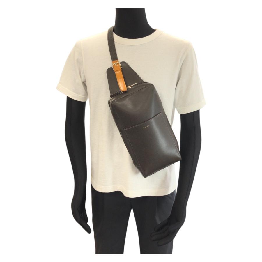 Paul Smith ポール スミス カラードチップレザー ブラウン オレンジ ゴールド金具 レザー ボディバッグ ショルダーバッグ メンズ 602254 | Paul Smith | 06