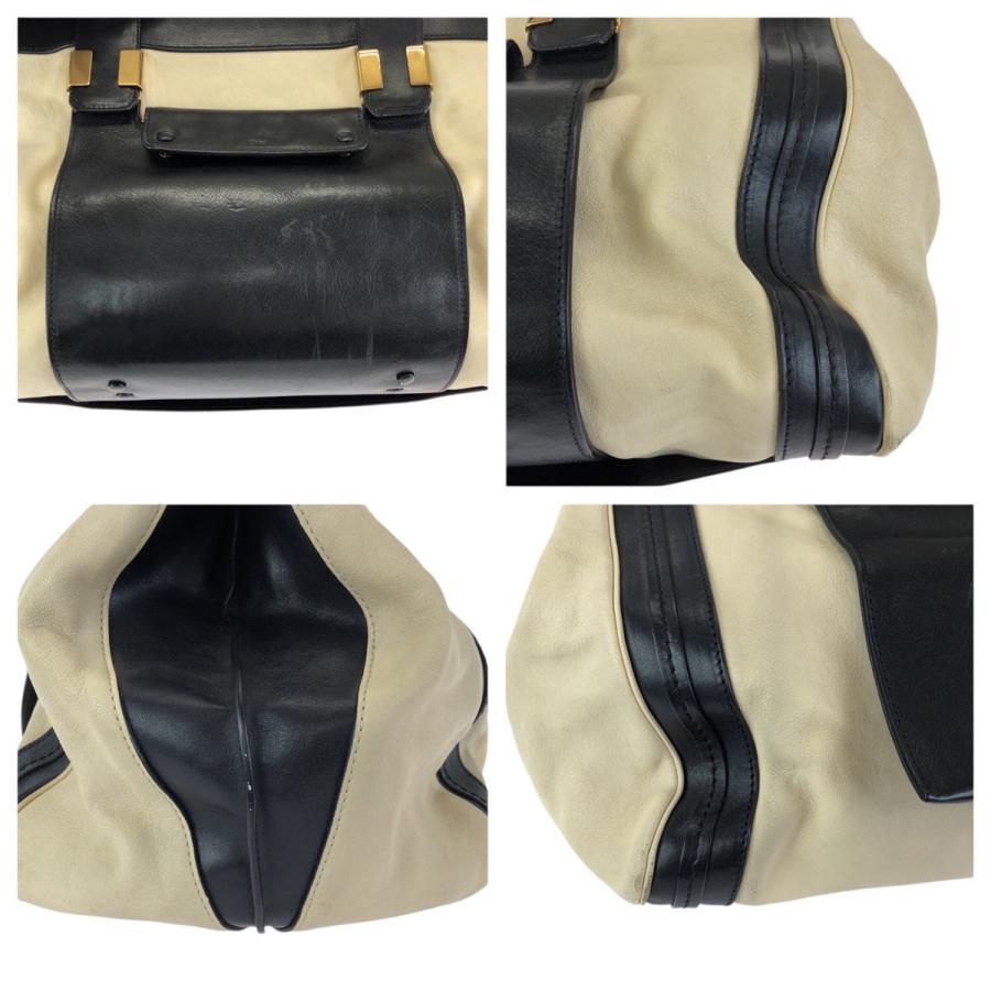 Chloe（クロエ） 美品 アリス ベージュ ブラック ゴールド金具 レザー 
