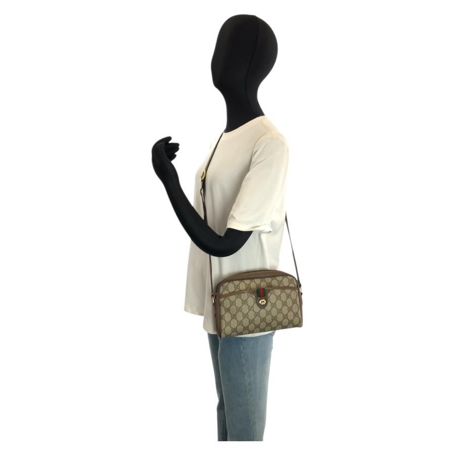 値下げ　人気　グッチ　ベージュ キャンバス✖️レザー　ハンドバッグ　シェリーライン GUCCI（グッチ） ヴィンテージ シェリーライン ベージュ GGスプリーム