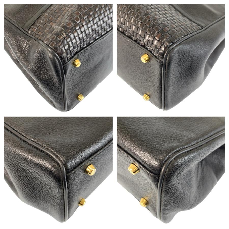 バリー ショルダーバッグ 黒×ゴールド Bally（バリー） 美品 ブラック 黒 ゴールド金具 レザー トートバッグ