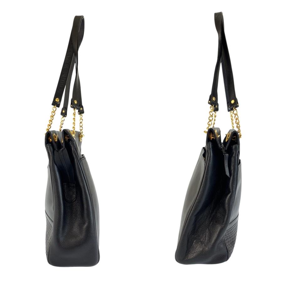 バリー ショルダーバッグ 黒×ゴールド Bally（バリー） 美品 ブラック 黒 ゴールド金具 レザー トートバッグ