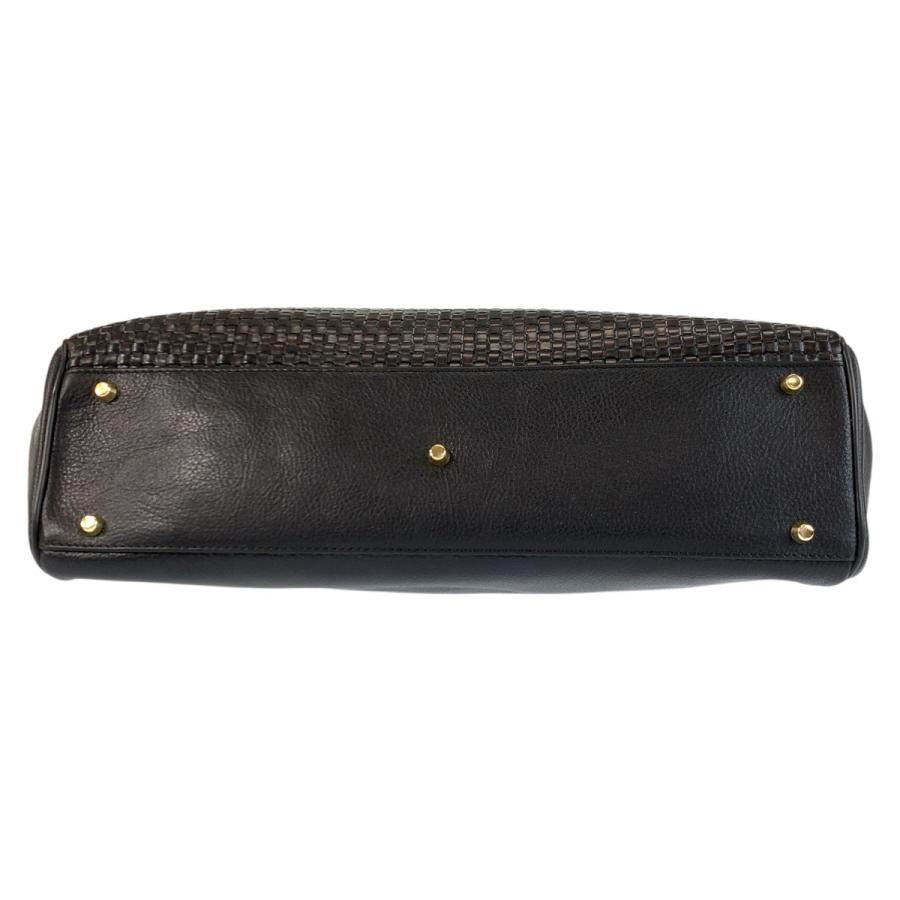 バリー ショルダーバッグ 黒×ゴールド Bally（バリー） 美品 ブラック 黒 ゴールド金具 レザー トートバッグ