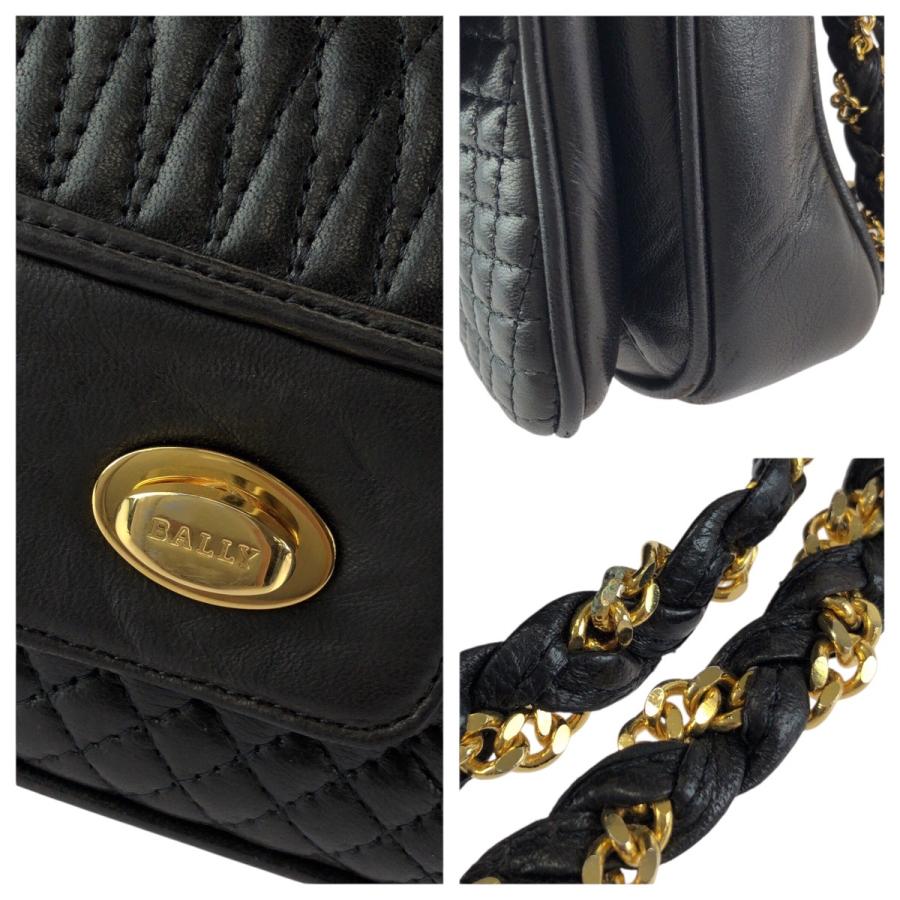 BALLY バリー ヴィンテージ キルティングショルダーバッグ ゴールドチェーン Bally（バリー） 美品 ヴィンテージ キルティング ブラック 黒