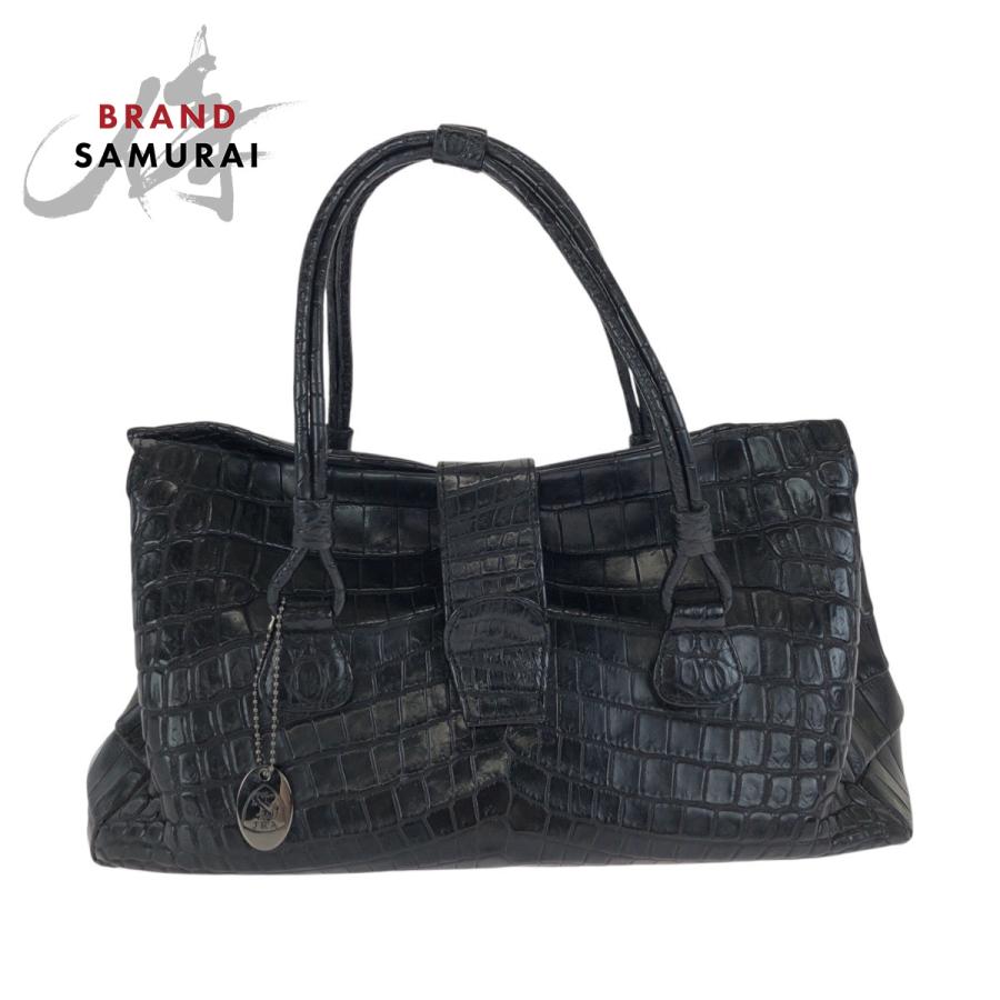 希少36/300限定 DIVA ハンドバッグ クロコ調 ブラック×ゴールド 美品 GARBO ガルボ ブラック 黒 シルバー金具 クロコダイル