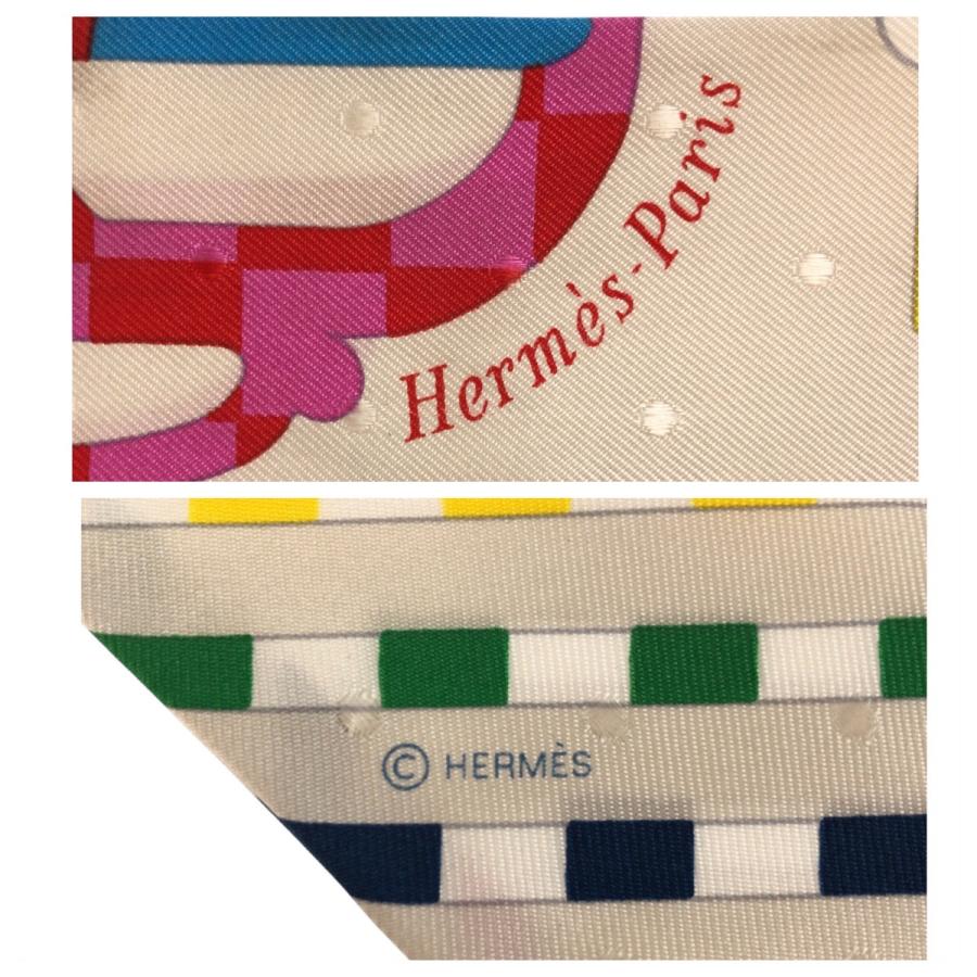 HERMES エルメス ツイリー BOUCLERIE MODERNE アイボリー イエロー ネイビー シルク スカーフ リボンスカーフ レディース 602357 | HERMES | 06