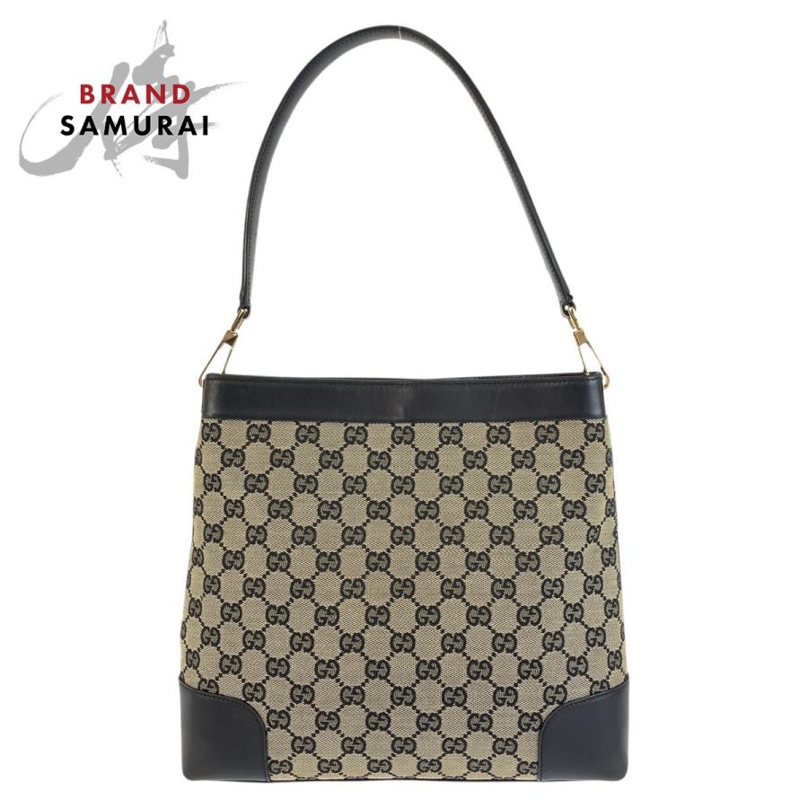 GUCCI（グッチ） 美品 ブラック 黒 ゴールド金具 GGキャンバス/レザー 