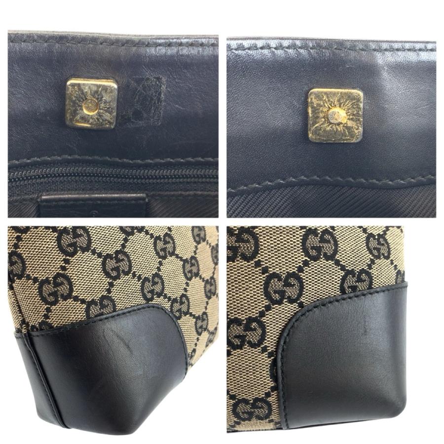GUCCI（グッチ） 美品 ブラック 黒 ゴールド金具 GGキャンバス/レザー
