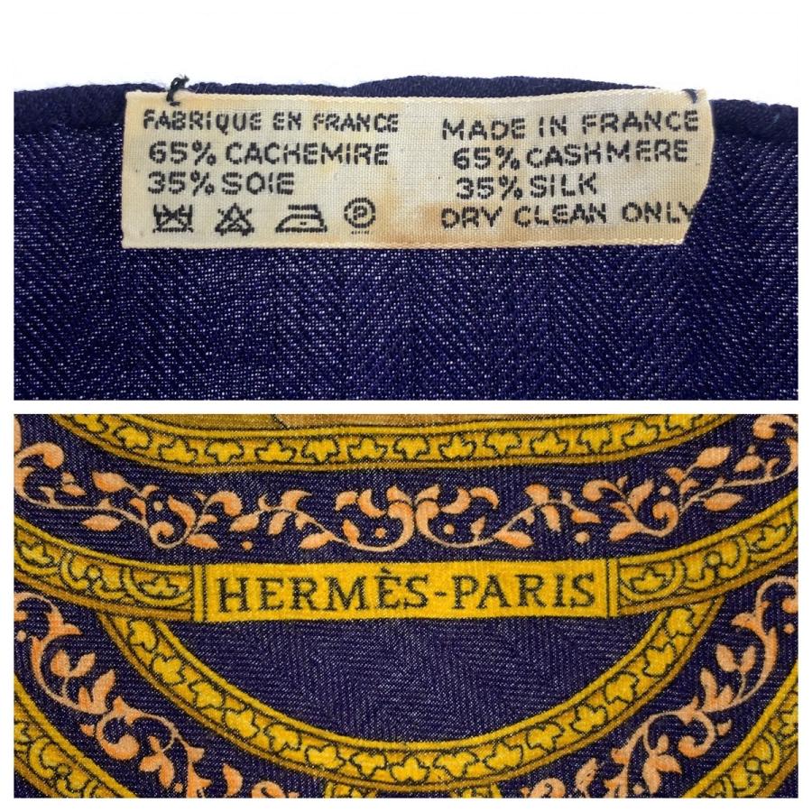 HERMES（エルメス） QALAMDAN カレ90 ネイビー マルチカラー シルク