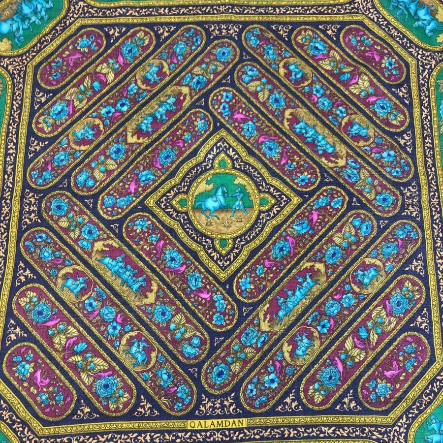 HERMES（エルメス） QALAMDAN カレ90 ネイビー マルチカラー シルク