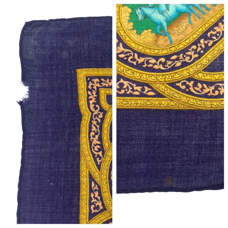 HERMES（エルメス） QALAMDAN カレ90 ネイビー マルチカラー シルク