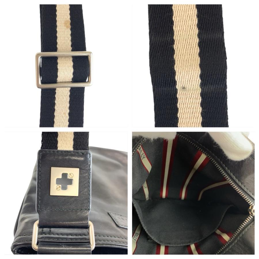 美品 BALLY バリー トレインスポッティング ブラック ホワイト シルバー金具 レザー ショルダーバッグ メッセンジャーバッグ 602406 | Bally | 04