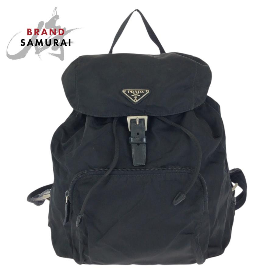 PRADA（プラダ） テスート 三角ロゴプレート ブラック 黒 シルバー金具 