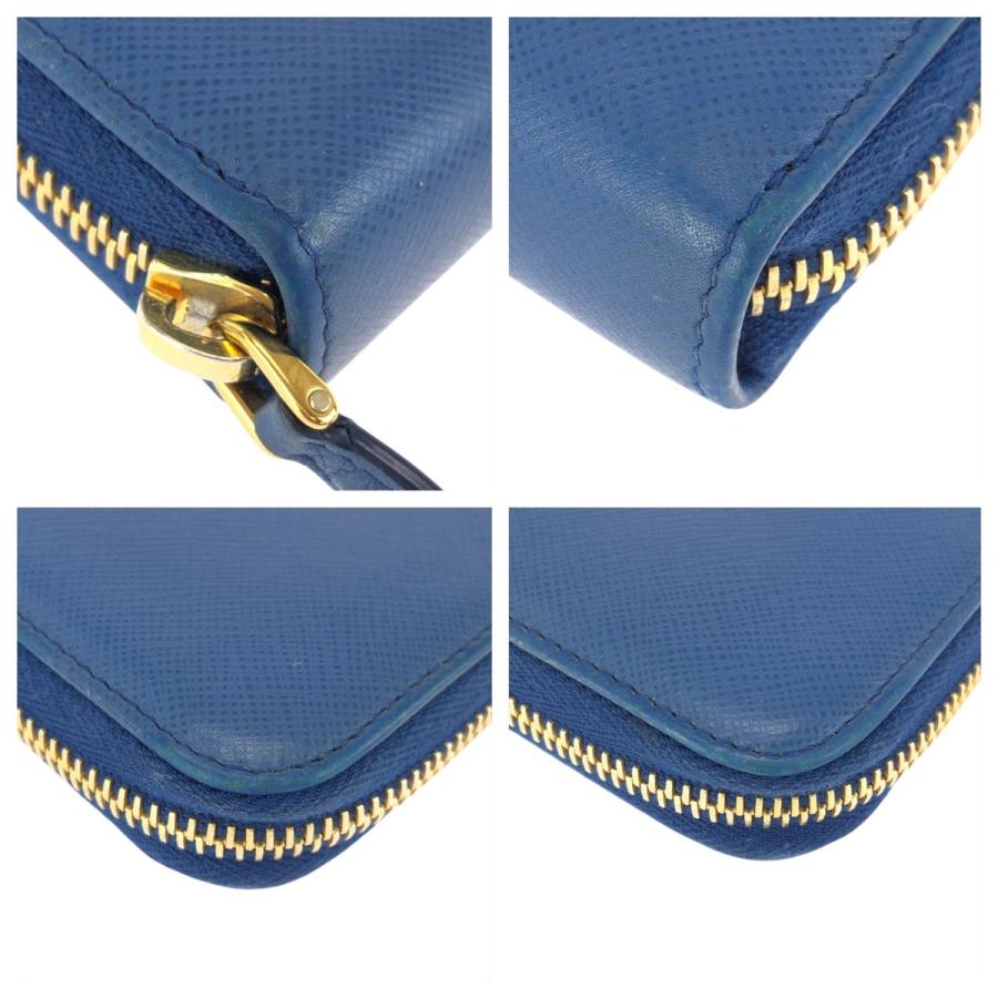 PRADA（プラダ） 美品 サフィアーノ ブルー ゴールド金具 レザー 長
