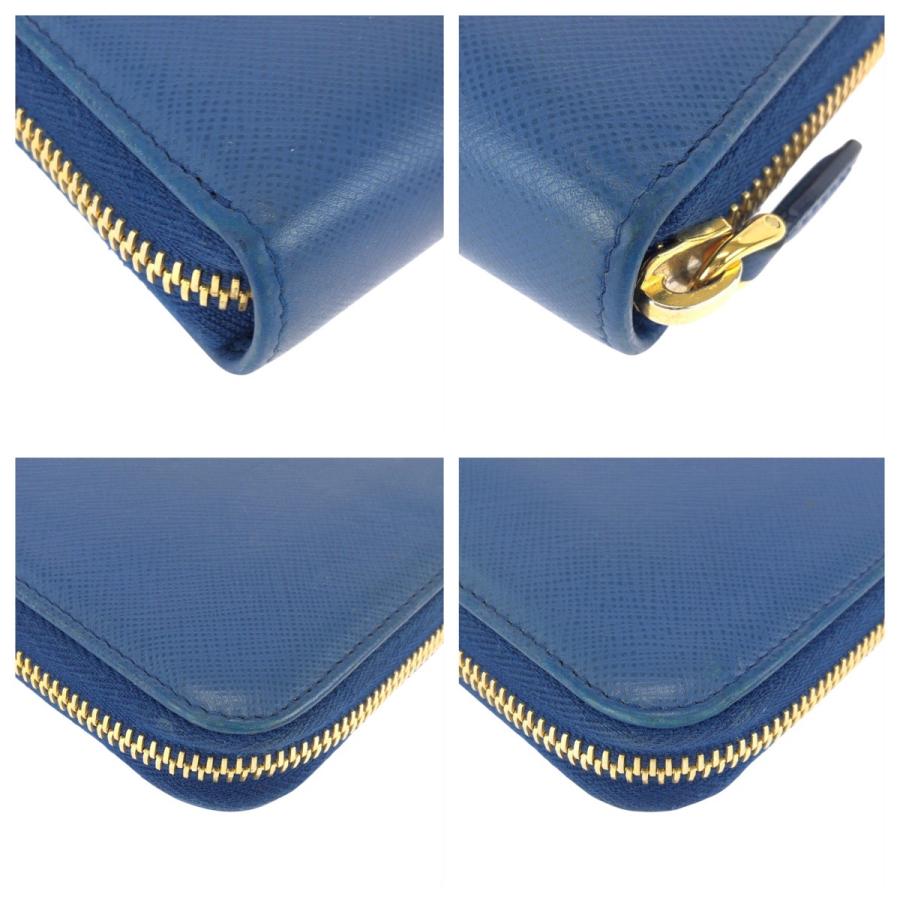 PRADA（プラダ） 美品 サフィアーノ ブルー ゴールド金具 レザー 長