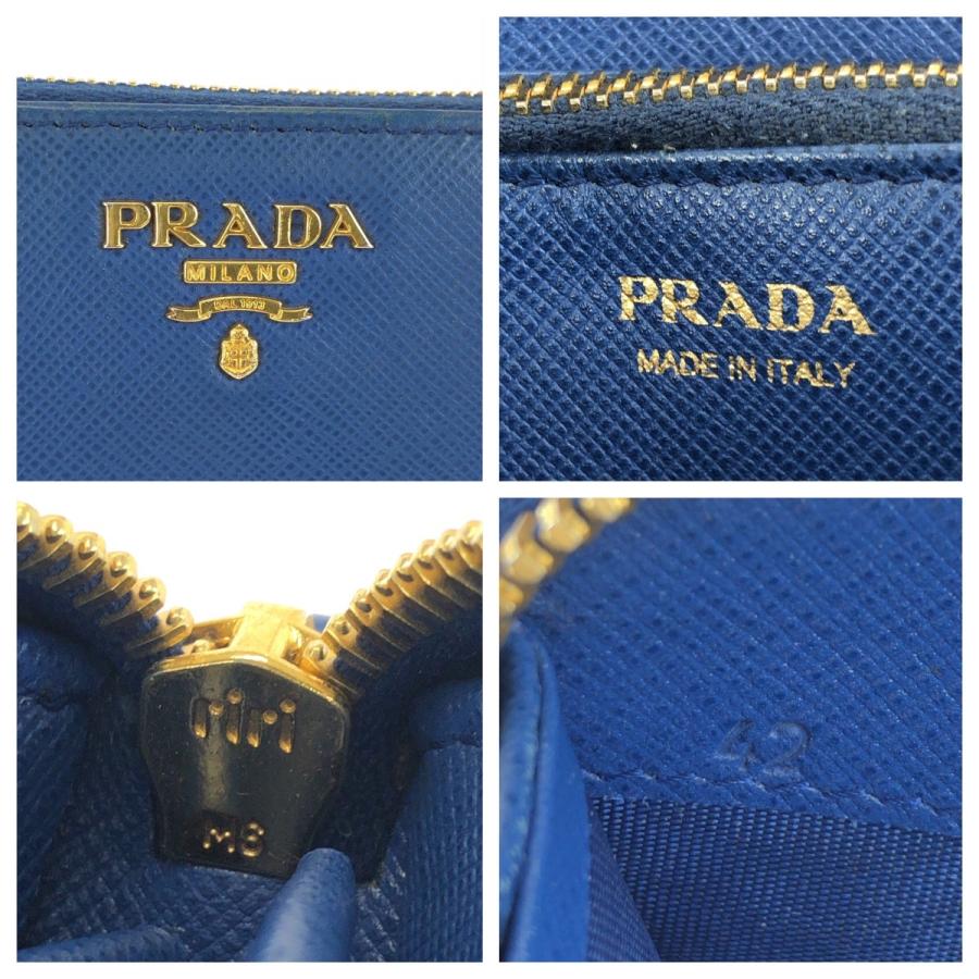 PRADA（プラダ） 美品 サフィアーノ ブルー ゴールド金具 レザー 長
