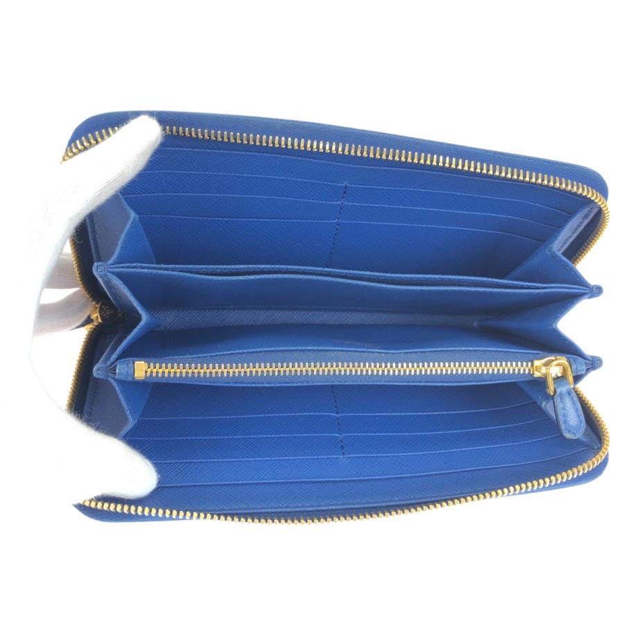 美品　レア　PRADA サフィアーノ　ロック　長財布　ゴールド金具　ブルーグレー PRADA（プラダ） 美品 サフィアーノ ブルー ゴールド金具 レザー 長