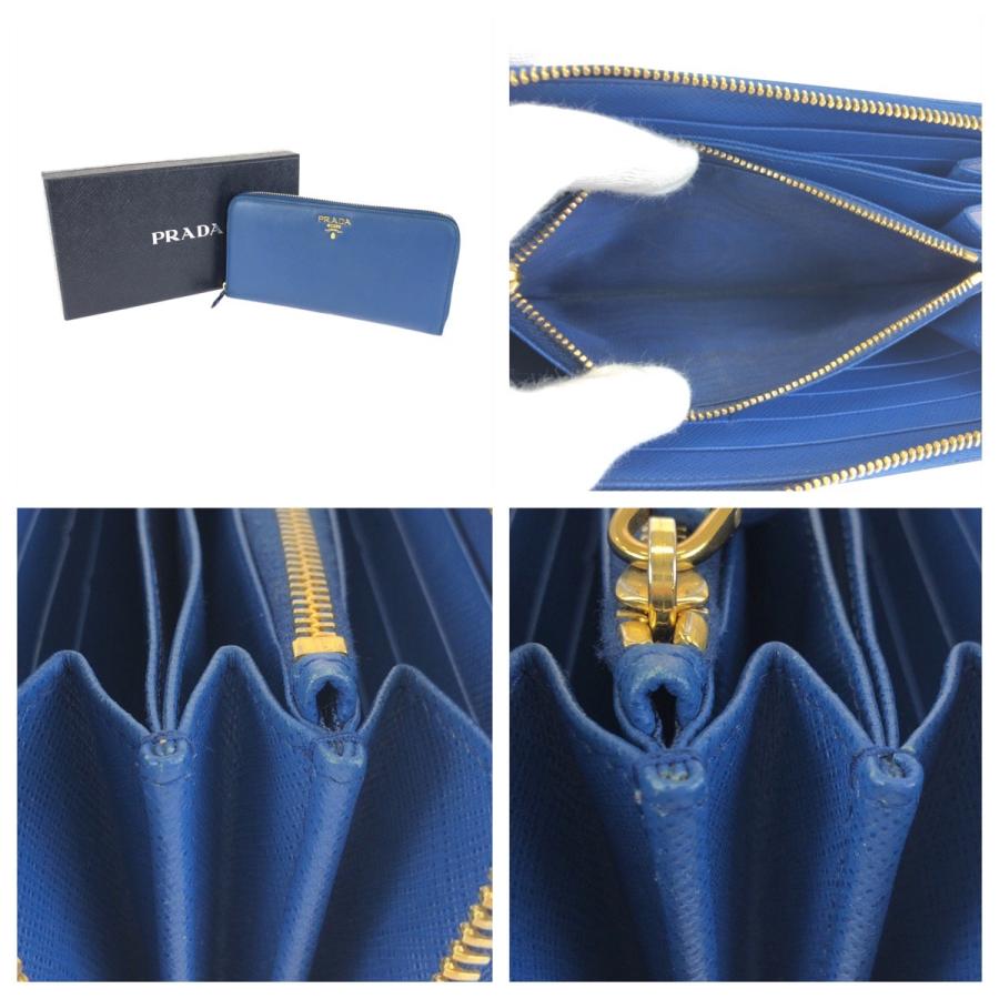 PRADA プラダ 長財布 サフィアーノ ネイビー色 ゴールド金具 PRADA（プラダ） 美品 サフィアーノ ブルー ゴールド金具 レザー 長