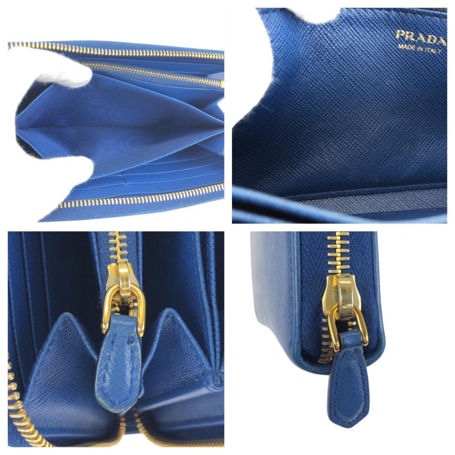 PRADA（プラダ） 美品 サフィアーノ ブルー ゴールド金具 レザー 長